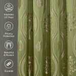 Elegant Comfort Aurora Jacquard Look Curtain Panel Set with Attached Valance 54" X 84 inch (Set of 2), Sage