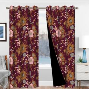 Vintage Floral Blackout Curtains for Bedroom and Nursery, Black Out Curtains for Living Room, Thermal Insulated Soundproof Grommet Darkening Drapes 84 Inches Long 2 Panels Set with Tassels Tiebacks