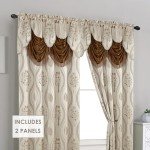 Elegant Comfort Luxurious Beautiful Curtain Panel Set with Attached Valance and Backing 54" X 84 inch (Set of 2), Beige