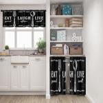 Tayney Black White Kitchen Window Curtains Valance and Tier Set 36 Inch Farmhouse Eat Good Laugh Often Live Well Rod Pocket Short Tier Curtain, Abstract Small Drapes for Kitchen Decor