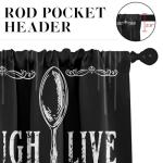 Tayney Black White Kitchen Window Curtains Valance and Tier Set 36 Inch Farmhouse Eat Good Laugh Often Live Well Rod Pocket Short Tier Curtain, Abstract Small Drapes for Kitchen Decor