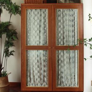 Vintage solid wood wardrobe cherry wood double door gauze curtain glass cabinet home bedroom storage hanging wardrobe