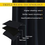 NICETOWN Black Blackout Curtains for Bedroom 84 inches Long - Light Reducing Thermal Insulated Solid Grommet Curtains/Panels/Drapes for Living Room (Set of 2, W52 x L84)