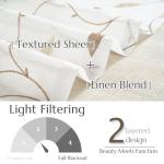 jinchan White Sheer Valance for Window Gold Leaf Embroidered Valance Light Filtering Voile Window Treatment for Living Room Kitchen Farmhouse Rustic Double Layer Curtain 18 Inch Rod Pocket 1 Panel