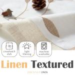 jinchan White Sheer Valance for Window Gold Leaf Embroidered Valance Light Filtering Voile Window Treatment for Living Room Kitchen Farmhouse Rustic Double Layer Curtain 18 Inch Rod Pocket 1 Panel