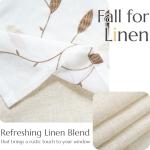 jinchan White Sheer Valance for Window Gold Leaf Embroidered Valance Light Filtering Voile Window Treatment for Living Room Kitchen Farmhouse Rustic Double Layer Curtain 18 Inch Rod Pocket 1 Panel