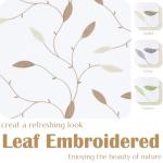 jinchan White Sheer Valance for Window Gold Leaf Embroidered Valance Light Filtering Voile Window Treatment for Living Room Kitchen Farmhouse Rustic Double Layer Curtain 18 Inch Rod Pocket 1 Panel