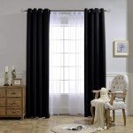 NICETOWN Black Blackout Curtains for Bedroom 84 inches Long - Light Reducing Thermal Insulated Solid Grommet Curtains/Panels/Drapes for Living Room (Set of 2, W52 x L84)