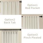 Joydeco Linen Curtains 2 Panel Set,Light Filtering, Ivory on Linen Curtains 96 Inch Curtains for Living Room, Cream Drapes 96 Inches Long Rod Pocket Back Tab Curtains (96" L x 52" W)