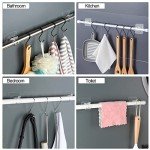 8PCS No Drill Curtain Rod Brackets No Drilling Self Adhesive Curtain Rod Holder Hooks Nail Free Adjustable Curtain Rod Hooks Curtain Hangers for Bathroom Kitchen Home Bathroom and Hotel (Transparent)