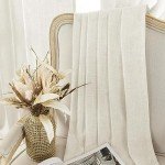 Joydeco Linen Curtains 2 Panel Set,Light Filtering, Ivory on Linen Curtains 96 Inch Curtains for Living Room, Cream Drapes 96 Inches Long Rod Pocket Back Tab Curtains (96" L x 52" W)