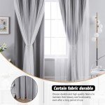 Anytime Home Curtains Blackout and Sheer Layered Solid Window Curtain Panel Pair with Grommet Top, 52Wx84L,Grey