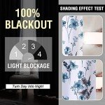 H.VERSAILTEX 100% Blackout Curtains 63 inch Length 2 Panels Set Cattleya Floral Printed Drapes Leah Floral Thermal Curtains for Bedroom with Black Liner Sound Proof Curtains, Grey and Blue