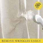 NICETOWN Natural 100% Blackout Linen Curtains 84 inch Long Burg for Living Room, 2 Panels, 52" Wide, Farmhouse Thick Completely Blackout Window Treatment Thermal Insulated Warm Drapes for Winter