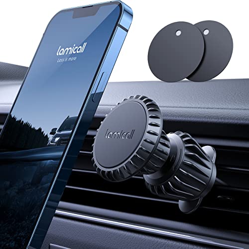Lamicall Magnetic Car Phone Holder Vent 2023 Upgrade 6X N52 Strong Magnets, Universal Mobile Phone Mount Hook, 360 Rotating Air Vent Cradle for iPhone, Samsung, Huawei, All Smartphones & Tablets