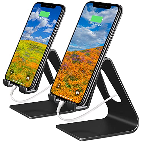 Phone Stand, 2 Pack Cell Phone Stand Universal Mobile Phone Stand Desktop Cradle Holder for Tablet Smartphone Dock Compatible Phone 11/11 Pro XR XS Max X 8 7 6 6s Plus 5s, Accessories, Desk-Black