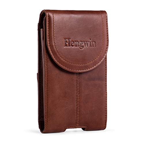 Hengwin Leather Phone Holster for iPhone 14 13 12 11 Pro Max XS SE XR 8 7 6S Plus, Cellphone Wallet Case Holder with Belt Clip and Belt Loop