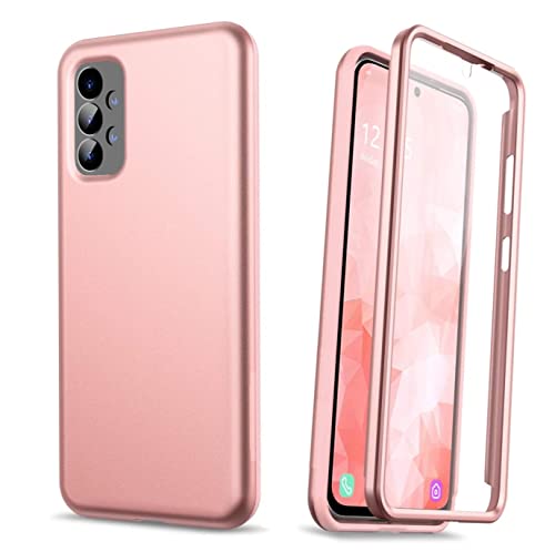 NWNK13 For Samsung Galaxy A53 5G Case Crystal Clear Slim Fit Front & Back 360° Case Built-in Screen Protector Full Body Silicone Gel Mobile Phone Cover for Samsung A53 5G (Clear) (Rose Gold)