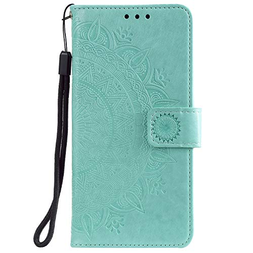 Samsung Galaxy A14 Case, Protective Samsung Galaxy A14 5G Wallet Phone Case Flip Shockproof PU Leather Card Holder Mandala Magnetic Stand Cover for Samsung Galaxy A14 4G/5G, Green