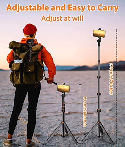 67" Extendable Selfie Stick Tripod with Bluetooth Remote