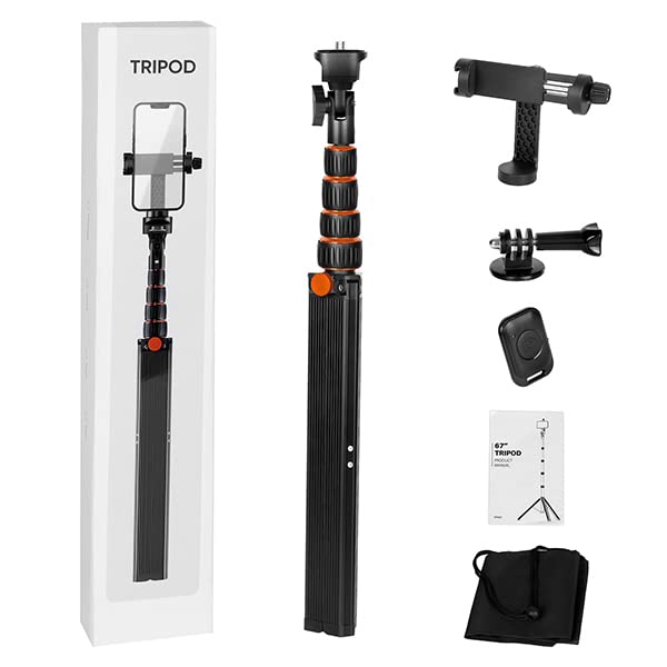 67" Extendable Selfie Stick Tripod with Bluetooth Remote