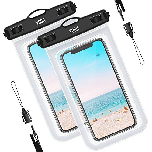 YOSH Waterproof Phone Pouch, 2-Pack IPX8 Underwater Waterproof Phone Case for Swimming, Dry Bag Mobile Phone Lanyard Cases for iPhone 14 13 12 11 XS XR, Samsung S23 S22 S21, Huawei P30 P20 up to 6.8"