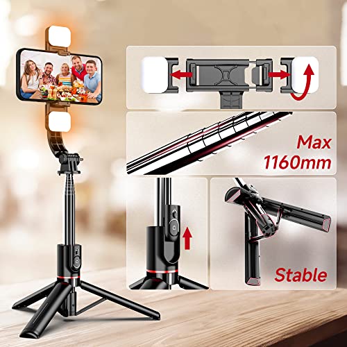 Extra Long Selfie Stick Tripod with Fill Lights