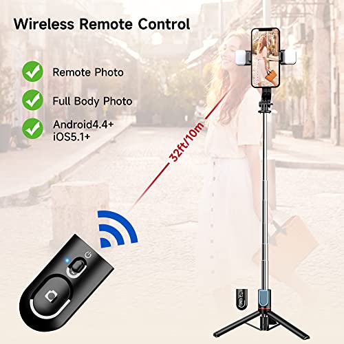 Extra Long Selfie Stick Tripod with Fill Lights