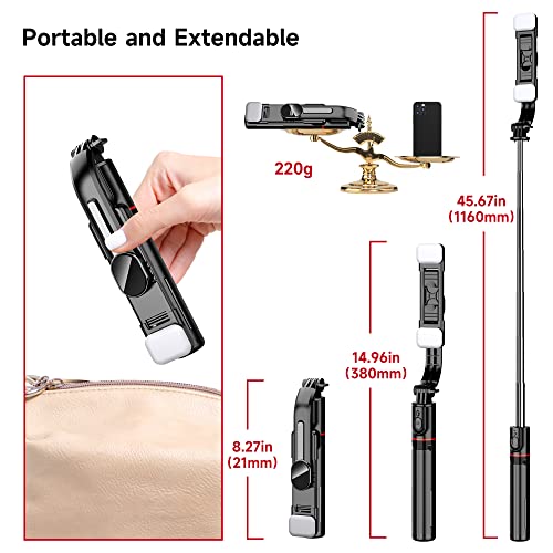 Extra Long Selfie Stick Tripod with Fill Lights