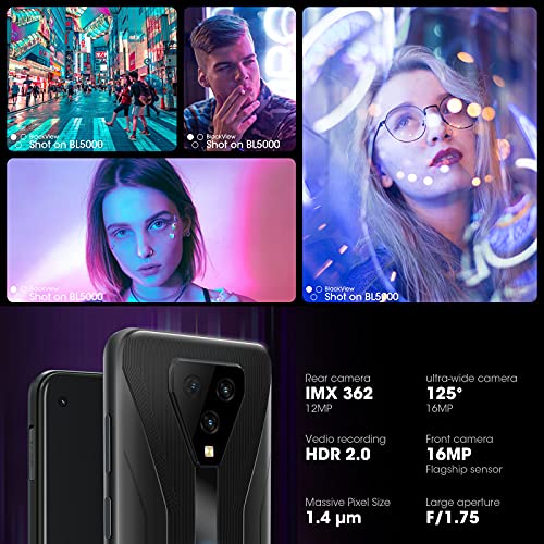 5G Rugged Phone, Blackview BL5000 Dimensity 700 Octa-Core Pro Gaming System, 8GB+128GB, 1080*2300 6.36’’ FHD+, 16MP+12MP, 30W Fast Charging, Android Rugged Phone, 5G Dual SIM, Fingerprint, NFC - Black