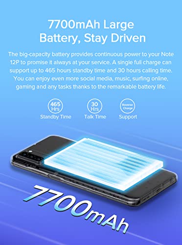 Ulefone NOTE 12P Mobile Phone Unlocked, 7700mAh Massive Battery DUAL SIM-Free Smartphone 4G, 6.82'' HD+ screen, 4GB + 64GB, 3-Card Slot Design, Android 11, 13MP Triple Camera, GPS Face Unlock Red