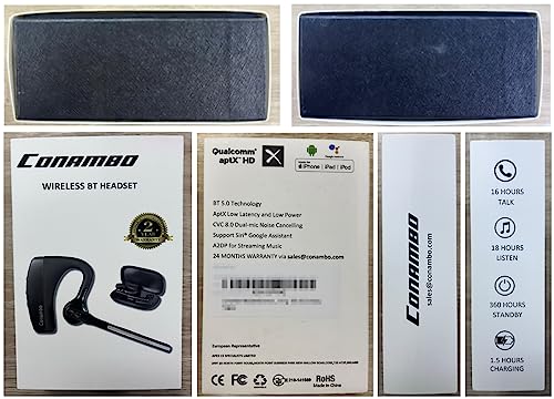 Conambo K10C Bluetooth Earpiece: 16Hrs Talking Time