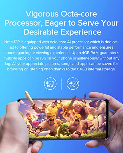 Ulefone NOTE 12P Mobile Phone Unlocked, 7700mAh Massive Battery DUAL SIM-Free Smartphone 4G, 6.82'' HD+ screen, 4GB + 64GB, 3-Card Slot Design, Android 11, 13MP Triple Camera, GPS Face Unlock Red