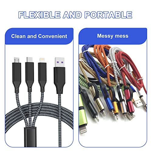 3-in-1 Nylon Braided Multi Charging Cable for Smartphones