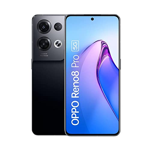 OPPO Reno8 Pro Smartphone, MediaTek Dimensity 8100-MAX 5G, 6.7 120Hz AMOLED screen, 50MP + 8MP + 2MP rear camera, 32MP front camera, RAM 8GB + ROM 256GB, 4500mAh 80W Supervooc, Glazed Black