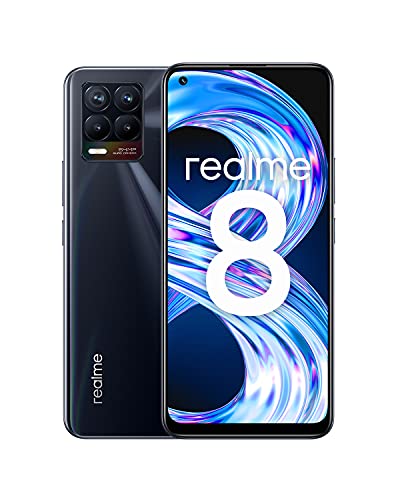 realme 8, 6+128GB, Punk Black, Sim Free Unlocked Smartphone, 6.4” AMOLED Screen, 64MP AI Quad Camera, Massive 5000mAh Battery + UK Warranty