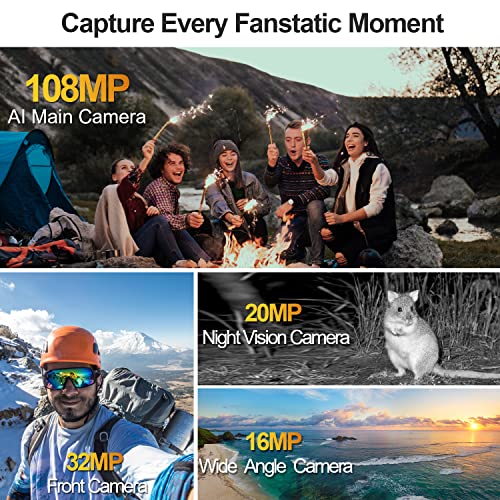 DOOGEE V MAX (2023) 5G Rugged Smartphone, 22000mAh, 20GB+256GB/TF 2TB Dimensity 1080 Rugged Phone, 6.6'' FHD+ 120Hz Display, 108MP+20MP Night Vision Camera, Android 12 IP68 Waterproof Mobile Phone,NFC