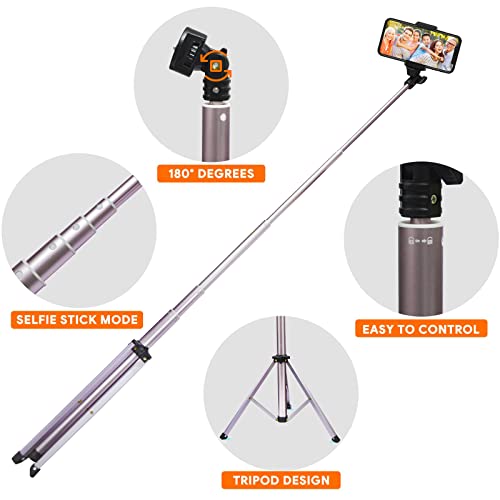 Uveegoo Selfie Stick Tripod, 63 inches - Pink
