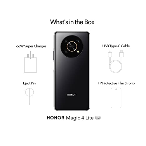 HONOR Magic4 Lite 5G Smartphone 6 + 128 GB Android 11 Mobile Phone with 48 MP Camera, 6,81” 120Hz LCD, Snapdragon 695, 66W Fast Charging with 4800mAh Battery（2 Year Warranty)
