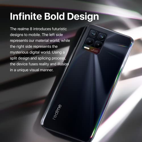 realme 8, 6+128GB, Punk Black, Sim Free Unlocked Smartphone, 6.4” AMOLED Screen, 64MP AI Quad Camera, Massive 5000mAh Battery + UK Warranty