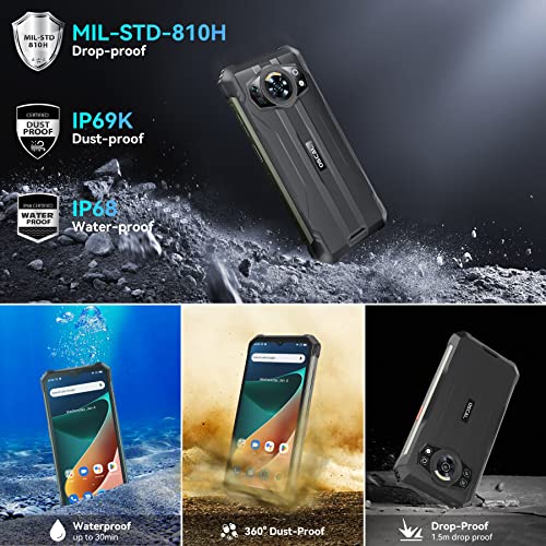 OSCAL S80 Rugged Smartphone 10GB RAM+128GB ROM/SD-1TB Android 12 Outdoor Mobile Phone 6.58'' FHD+ Screen Panoramic 12MP+8MP 13000mAh 33W Charger Dual SIM 4G+5G Wi-FI OTC/Compass/Touch&Face ID/GPS/NFC