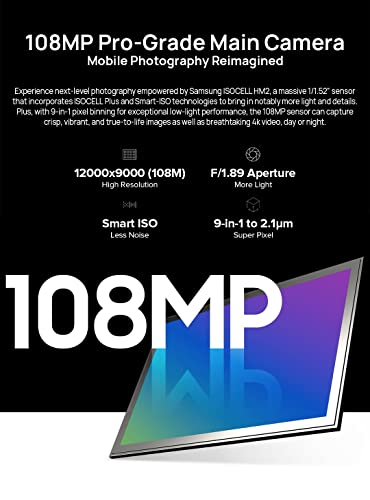 Ulefone Power Armor 17 PRO Rugged Smartphone, 108MP Triple Camera(Night Vision), Helio G99 8GB+256GB, 6.58'' 120Hz FHD+ Display, IP68 Waterproof Android 12 Phone, 3 Card Slot, Wireless Charge GPS NFC