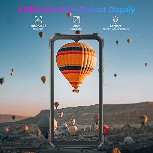OSCAL S80 Rugged Smartphone 10GB RAM+128GB ROM/SD-1TB Android 12 Outdoor Mobile Phone 6.58'' FHD+ Screen Panoramic 12MP+8MP 13000mAh 33W Charger Dual SIM 4G+5G Wi-FI OTC/Compass/Touch&Face ID/GPS/NFC