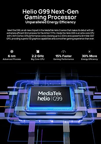 Ulefone Power Armor 17 PRO Rugged Smartphone, 108MP Triple Camera(Night Vision), Helio G99 8GB+256GB, 6.58'' 120Hz FHD+ Display, IP68 Waterproof Android 12 Phone, 3 Card Slot, Wireless Charge GPS NFC