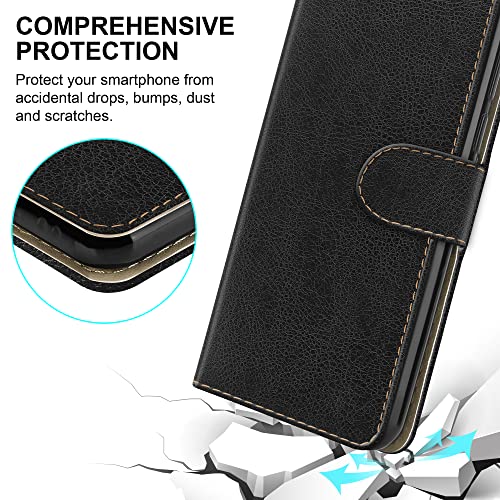 PIXFAB For Honor Magic 5 Lite 5G Leather Phone Case, Magnetic Closure Full Protection Book Folio Design, Wallet Case Cover [Card Slots] and [Kickstand] For Honor Magic 5 Lite 5G - Black