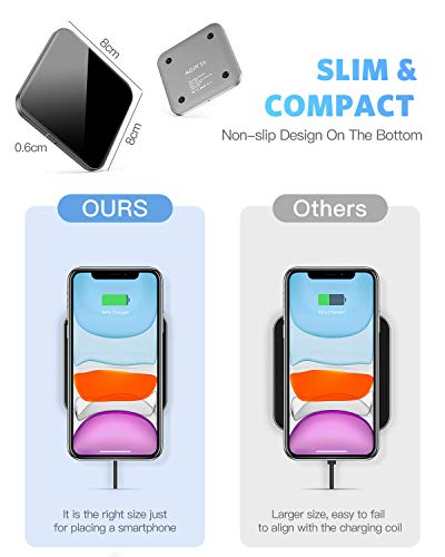 AGPTEK Wireless Charger, Qi-Certified 15W Max Fast Wireless Charging Pad for iPhone 14/13/12/12 Pro/11/11 Pro Max/XS Max/XR/XS/X/8, for Samsung Galaxy S22/S20/S10, AirPods Pro, Black (No AC Adapter)