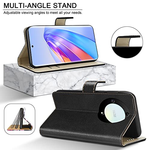 PIXFAB For Honor Magic 5 Lite 5G Leather Phone Case, Magnetic Closure Full Protection Book Folio Design, Wallet Case Cover [Card Slots] and [Kickstand] For Honor Magic 5 Lite 5G - Black