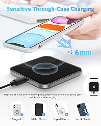 AGPTEK Wireless Charger, Qi-Certified 15W Max Fast Wireless Charging Pad for iPhone 14/13/12/12 Pro/11/11 Pro Max/XS Max/XR/XS/X/8, for Samsung Galaxy S22/S20/S10, AirPods Pro, Black (No AC Adapter)