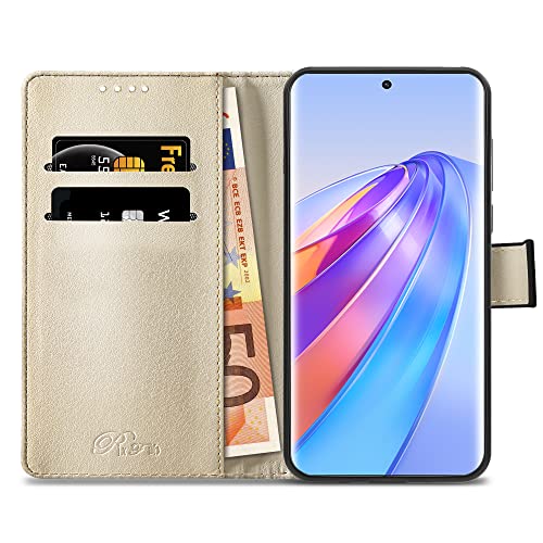 PIXFAB For Honor Magic 5 Lite 5G Leather Phone Case, Magnetic Closure Full Protection Book Folio Design, Wallet Case Cover [Card Slots] and [Kickstand] For Honor Magic 5 Lite 5G - Black