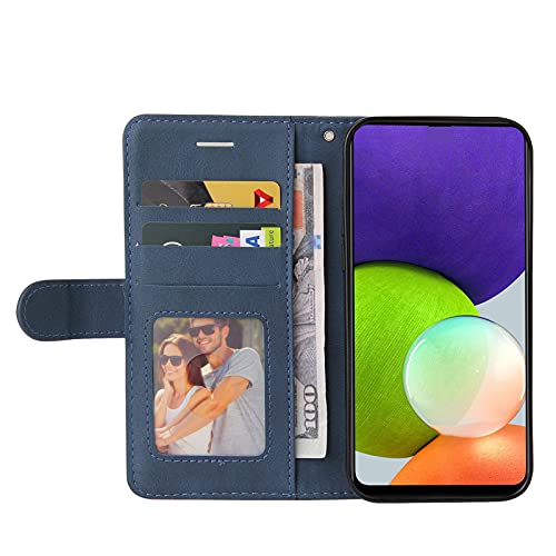 Wuhaizher Honor Magic 5 Lite Case Geometric, Shockproof Wallet Case PU Leather with Card Slots Folding Stand Magnetic Scratchproof Protect Flip Cover for Honor Magic 5 Lite Phone Cases, Blue